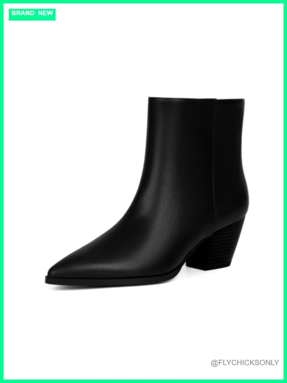 Pointed Toe Chunky Heel Ankle Booties Faux Leather Faux Leather Boots